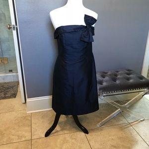Lula Kate size 10 silk navy bow dress strapless